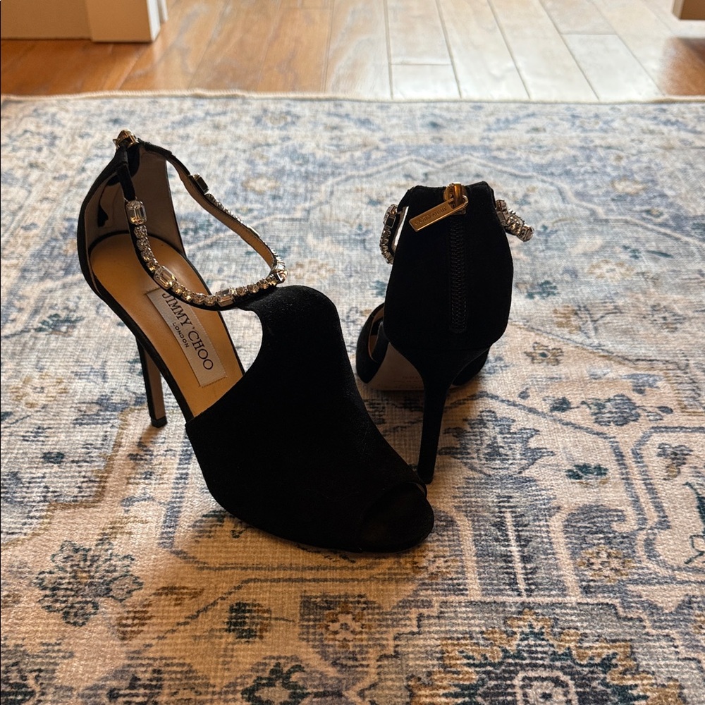 Jimmy Choo Black Ankle Strap Heels